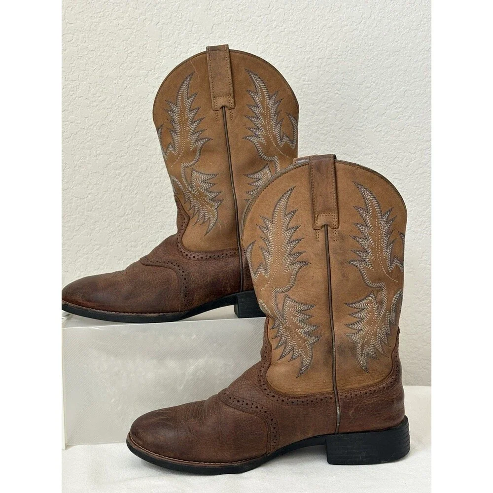 Ariat Heritage Stockman Boots Men’s 9 EE Brown Leather Western Cowboy 10002252